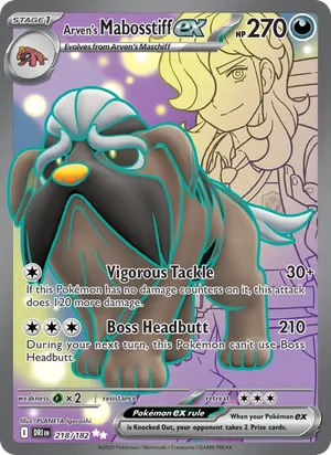 Arven's Mabosstiff ex 218/182 Ultra Rare, Destined Rivals Pokémon TCG card