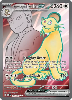 Team Rocket's Persian ex 219/182 Ultra Rare, Destined Rivals Pokémon TCG card