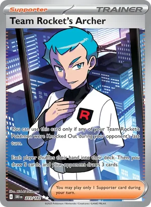 Team Rocket's Archer 223/182 Ultra Rare, Destined Rivals Pokémon TCG card