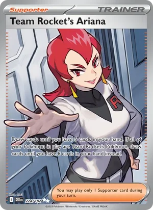 Team Rocket's Ariana 224/182 Ultra Rare, Destined Rivals Pokémon TCG card