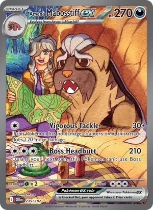 Arven's Mabosstiff ex 235/182 Special Illustration Rare, Destined Rivals Pokémon TCG card