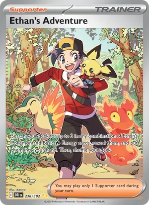 Ethan's Adventure 236/182 Special Illustration Rare, Destined Rivals Pokémon TCG card