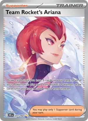 Team Rocket's Ariana 237/182 Special Illustration Rare, Destined Rivals Pokémon TCG card
