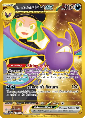 Team Rocket's Crobat ex 242/182 Hyper Rare, Destined Rivals Pokémon TCG card