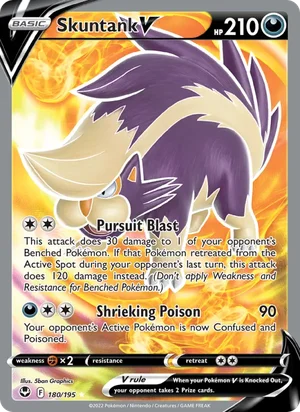 Skuntank V (Full Art) 180/195 Ultra Rare, Silver Tempest Pokémon TCG card