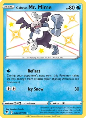Galarian Mr. Mime SV020 Shiny Holo Rare, Shining Fates Pokémon TCG card