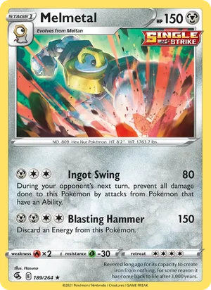 Melmetal 189/264 Holo Rare, Fusion Strike Pokémon TCG card