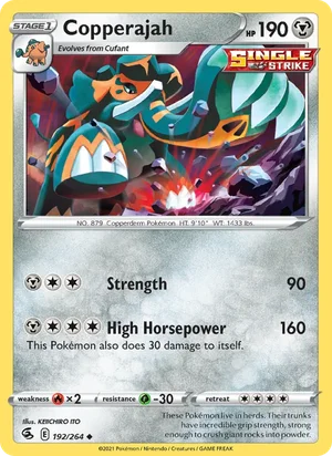 Copperajah 192/264 Uncommon, Fusion Strike Pokémon TCG card