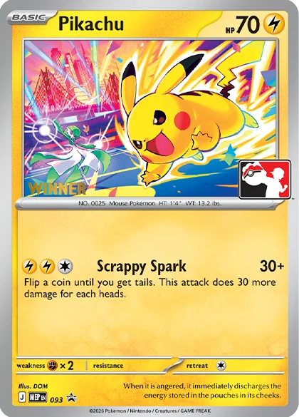 Winner-stamped 2026 Worlds Pikachu promo card
